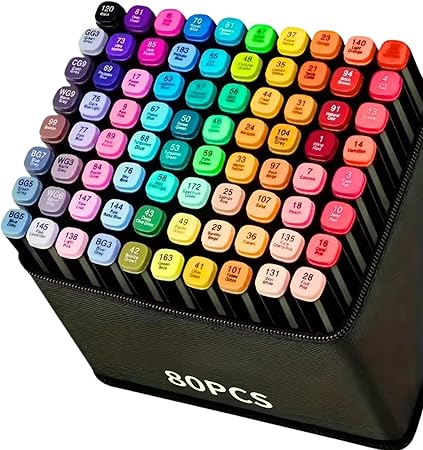 Conjunto Canetas 80 Cores Marcador Permanente Canetinhas